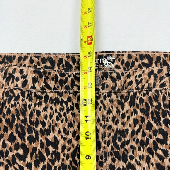 Terra & Sky Women Straight Stretch Brown Black Leopard Denim Jeans Plus 22WP NWT - Picture 8 of 10